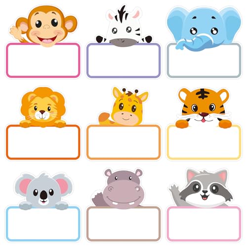 162 Pcs Jungle Animal Name Tags Stickers Safari Jungle Name