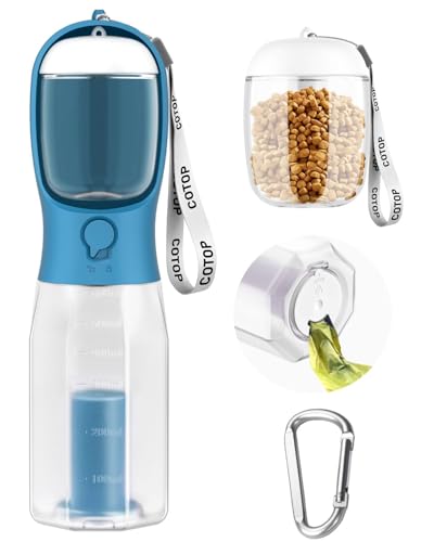 20oz Dog Water Bottle with Food Container & Poop Bag Dispenser | Leak-Proof Portable Pet Water...