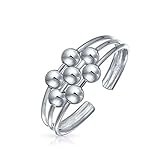 Bling Jewelry Geometric Boho Mid Finger Silver Bead Ball Split Band Midi Toe Ring For Women Teen Polished .925 Silver Sterling Adjustable Customizable