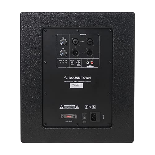 Image of Sound Town Oberon Series 12 inch 800W Powered PA /DJ Subwoofer with Class-D Amplifier, LPF, Birch Plywood, Black (OBERON-12SPW)