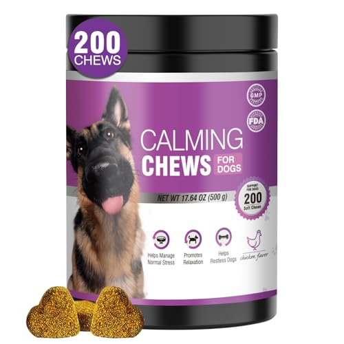 Calming Chews for Dogs 200pc Dog Calming Treat and Bites with Melatonin - Anxiety and Stress Relief Treats for Dogs Puppy Sleep Aid Calm Dog with Noise,Thunder,Barking,Separation,Chewing