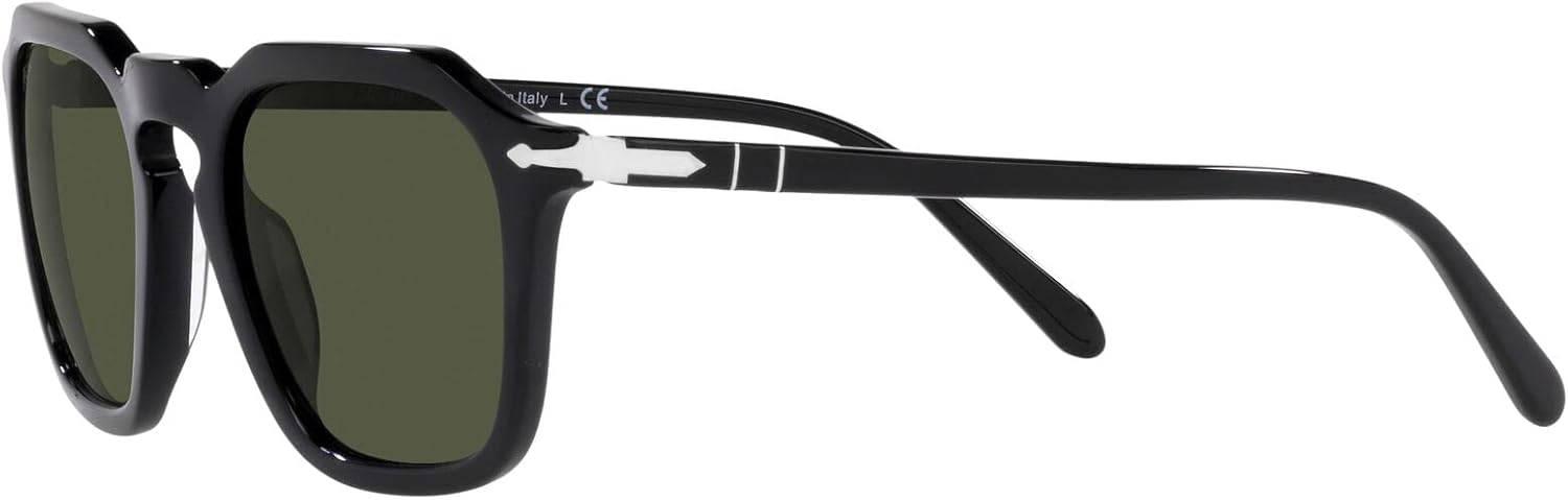 Persol Unisex PO3292S Square Sunglasses, Black/Green, 50 mm