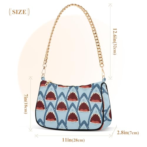 Clutch Shoulder Bags Tote Evening Purse Handbags for Women Sharks Big Mouth Hobo Bags with Zipper Closure3