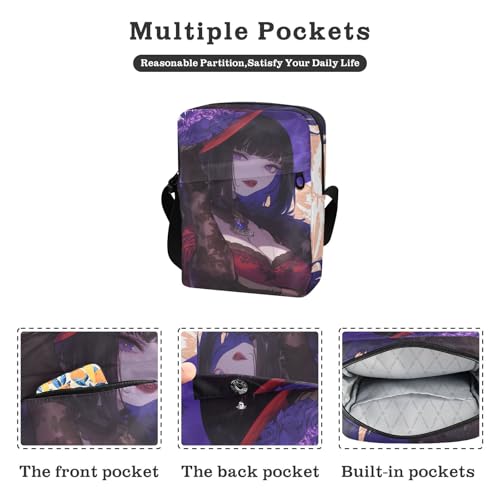 Lady Anime Red Mystery small messenger bag for women mens crossbody bag small Casual Everyday Purse Adjustable Strap for Casual Outdoor Daily2