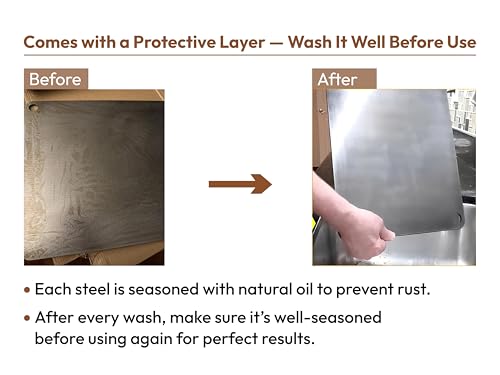Image of OLEEK pizza steel for oven 20x14 - baking steel for oven - XL steel pizza stone - baking steel pizza - pizza steel baking sheet - pizza baking steel - carbon steel pizza steels