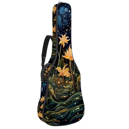 Sac à dos guitare pour musiciens nomades motif plantes étoilées
