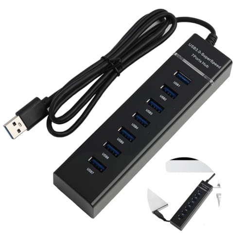 Hub USB 3.0 A 7 Porte Con Cavo 1,5 M – Trasferimento A 5 Gbps, Alloggiamento In Alluminio