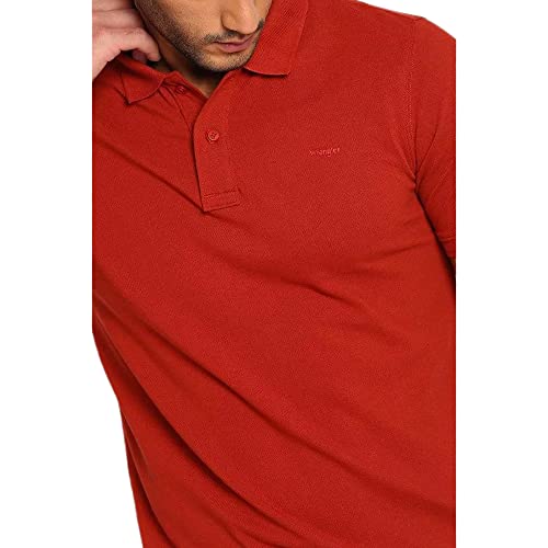 Image of Wrangler Men Brick Red Solid Regular Fit T-Shirt