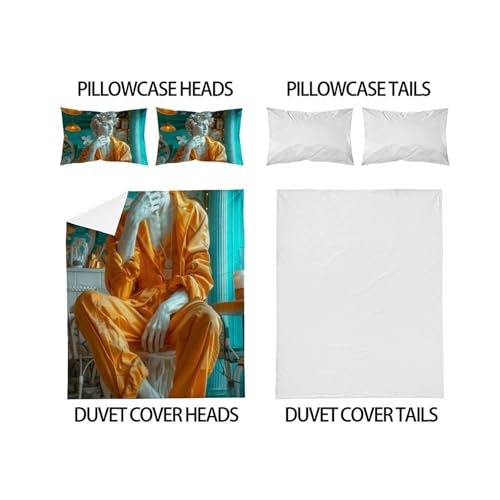 Housse de couette King en microfibre imprimé 3D avec 2 taies d'oreiller - 4