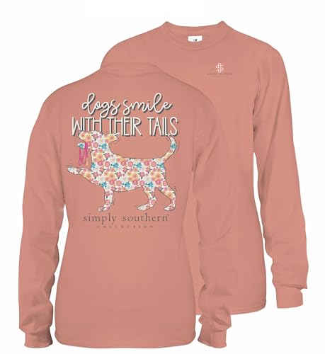 Simply Southern | Dogs Smile with Their Tails | Preppy and Stylish Women’s Café Relaxed-Fit Long Sleeve T-Shirt