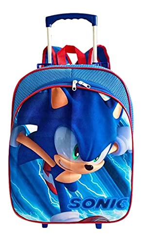 Kit Mochila Infantil Escolar Sonic Rodinhas Tam M F5 Meninos