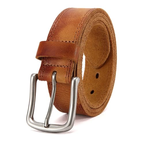 Genuine Leather Cowskin Casual Belt for Men, Cowboy Style Pin Buckle, Business Wear