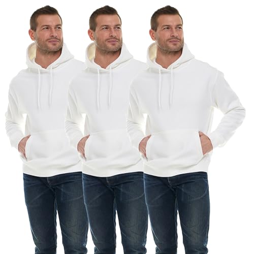 BILLIONHATS 3 Pack Mens Hoodie Sweatshirts, Cotton Blend, Bulk Adults Hoodies Sweatshirt