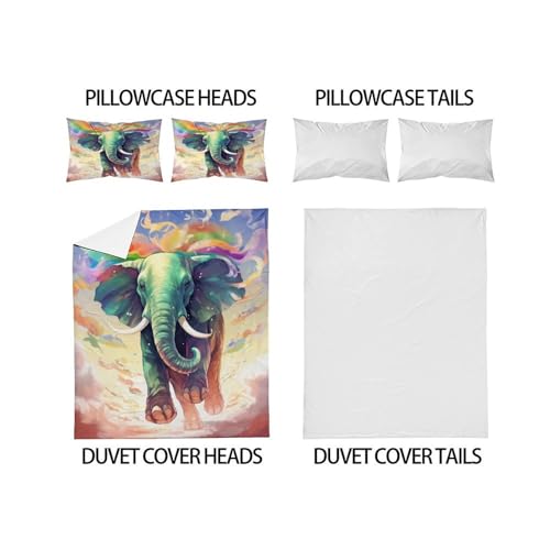 Housse de couette éléphants 200x200 parure de lit microfbre