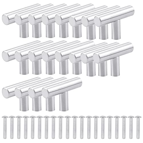 hocadon 20 Pièces Poignée Meuble Cuisine Inox Poignée Meuble T En Acier Inoxydable Brossé avec Vis, Bouton Inox Cuisine pour Tiroirs, Armoires, Placard,...