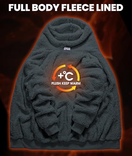 Image of GEEK LIGHTING Mens Fleece Lined Hoodies Zip Up Waffle Knit Thicken Hooded Sweatshirts Winter Jackets