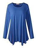 LARACE Womens Long Sleeve Flattering Comfy Tunic Loose Fit Flowy Top (2X, Steel Blue)