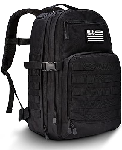 NOOLA Tactical Backpack Molle Military Backpack for Men Women 40L Army Backpack for Hiking Camping Travlling (Black)