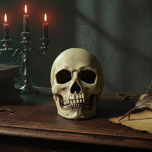 Estatua de Calavera Humana de Resina Realista 7.09 in miniatura 2
