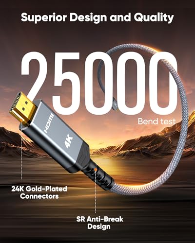 USB C à HDMI câble 6ft 4K 60Hz, Snowkids 4K [Anti-ingérence, plaqué or] USB Type C à HDMI Câble Thunderbolt 3/4 Compatible pour Mac-Book Pro/Air, i-Pad Pro, Android Ga-laxy s22/S20, Surface Pro