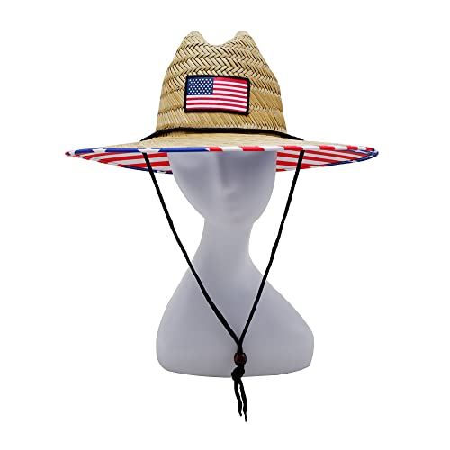 Image of Printed Pattern Straw Sun Hat