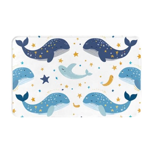 Mexpekil Tapis de bain antidérapant pour sol de salle de bain, motif animaux marins, dauphins, océan, 49,5 x 80,9 cm, super absorption d'eau, design...
