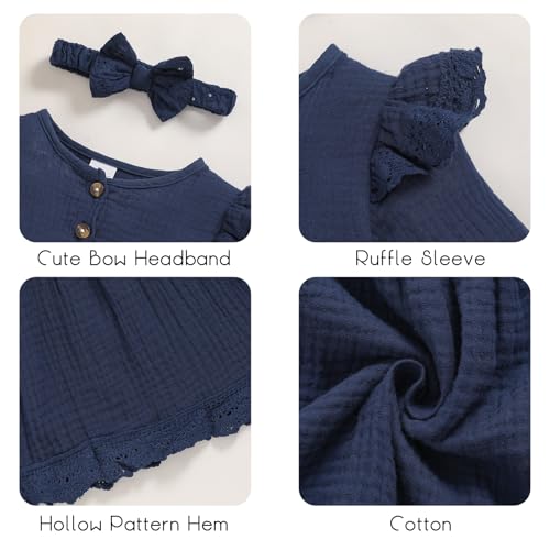 Sinhoon Toddler Fall Dress Baby Girl Dress Ruffle Long Sleeve Toddler Girl Dress Smocked Baby Fall Dresses with Bow Headband 5