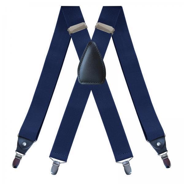 2xMen's Suspenders Elastic Straps Solid Heavy Duty 4 Clips Adjustable Unisex Dark Blue-image-32