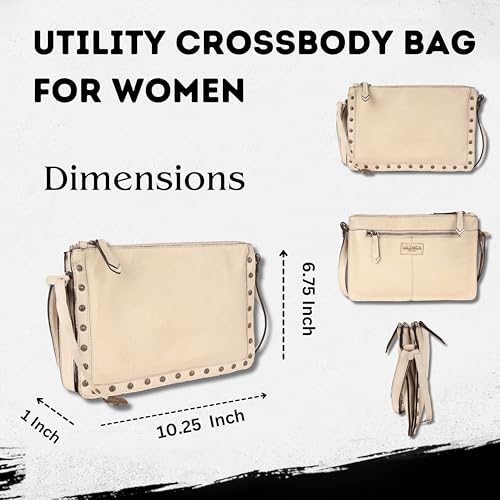 Image of Genuine Italian Leather Boho Studded Crossbody Shoulder Bag - Stylish, Durable, & Perfect for Everyday Use for women