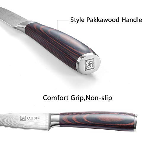 Paudin Paring Knife 3.5 Inch Kitchen Knife N8 German High Carbon Stainless Steel Knife, Fruit And Vegetable Cutting Chopping Carving Knives #TOP3
