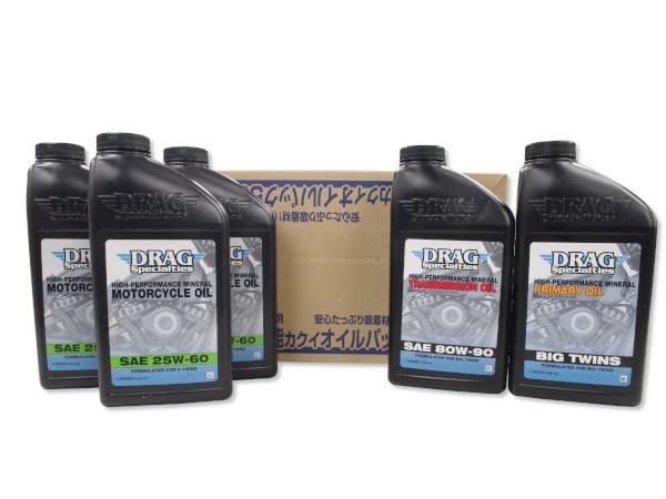 【新品】Drag Specialties ハーレー オイル交換フルセット Amazon | DRAG オイル交換フルセット ビッグツイン用 25W60 | バイク用
