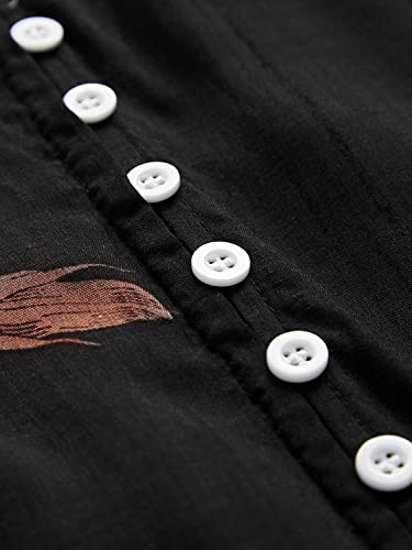 Milumia Women's Vintage Boho Button Up Split Floral Print Flowy Party Dress A Black Large #TOP4