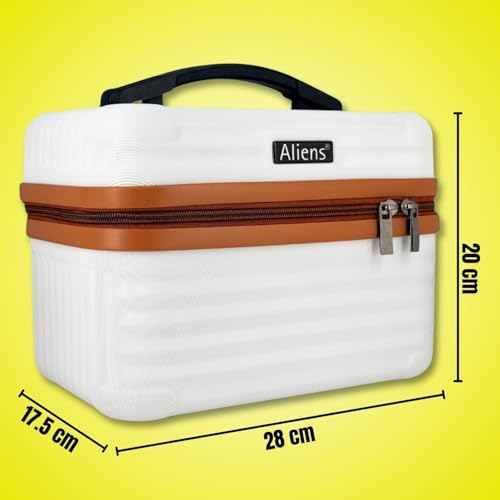 Image of Aliensware ABS Hard Shell Vanity Bag, Makeup Cosmetic Case Suitcase Organizer Box for Skincare, Jewellery,Clothes,Lipsticks,Nail Polishes,Perfume & Beauty Storage,Portable Travel Luggage for Women-BRW