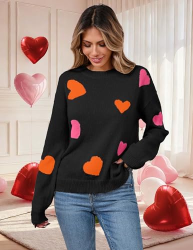 Image of Libsorge Womens Valentine Heart Sweater 2026 Valentines Day Trendy Cute Oversized Long Sleeve Pullover Sweaters