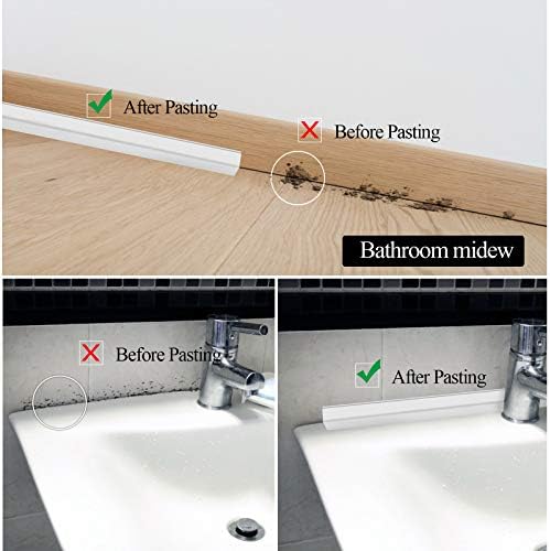 Sealant Strip, Silicone Sealant Waterproof Tape with 4PCS Silicone Scraper Tools, Self Adhesive Tub and Wall Sealing Tape Caulk Tape, Bath Sealant Strip and Mildewproof Sealant, 3.8cm x 3.2m, White