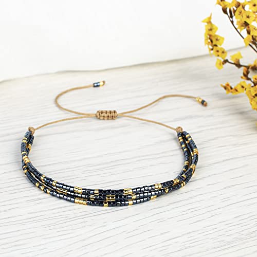 Image of KELITCH Adjustable Multi Strand Bracelets Colorful Miyuki Seed Beads Wrap Bracelets Bangle Women Jewelry