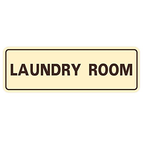 All Quality Standard Laundry Room Wall or Door Sign - Durable Signage | Ideal for Managed Properties, Hospitality Industry & Shared Laundry Facilities - Ivory/Dark Brown - Small (1 Pack)