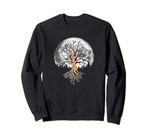 Retro Full Moon & Minimalist Oak Tree Vintage Graphic Sudadera