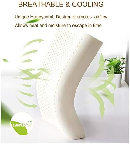 国内配送 天然タイラテックス枕 アレルギーフリー 低反発素材 合成ラテックスまたは化学薬品不使用 睡眠用通気性ネックピロー コットン洗濯可能な枕カバー 仰向け 横向き お腹用寝方 標準 Applepress Ca