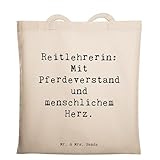 Mr. & Mrs. Panda Jutebeutel Spruch Reitlehrerin Herz - Geschenk, Reitausbildung, Schultertasche, Tasche, personalisierte Geschenke, Reitstunde, Berufsprodukte, Reitlehrer, pferdefreundlich, Beruf