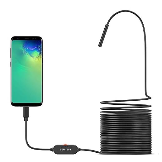 USB Endoscope, DEPSTECH Upgraded 5.5mm Ultra-Thin Inspection Camera Semi-Rigid Waterproof IP67 Snake Camera Borescope with 6 Adjustable LED Lights and USB Adpater-16.5ft