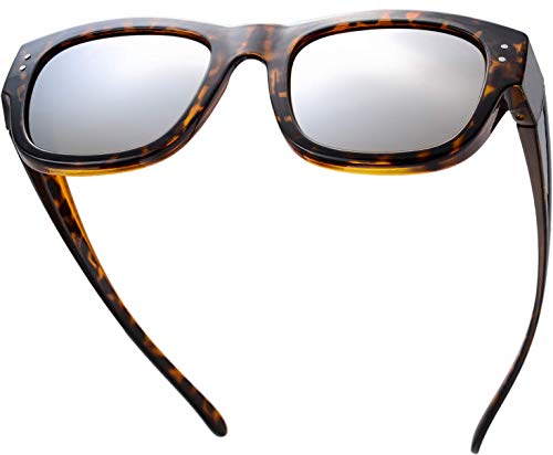Image of The Fresh High Definition Polarized Wrap Around Shield Sunglasses for Glasses - Leather Eyeglasses Case