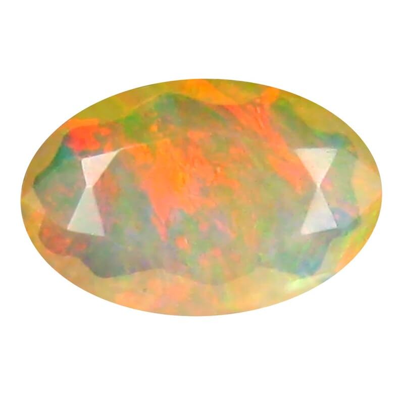 Opale éthiopienne ovale à facettes 12x8 mm pour sertissage et création de bijoux faits main