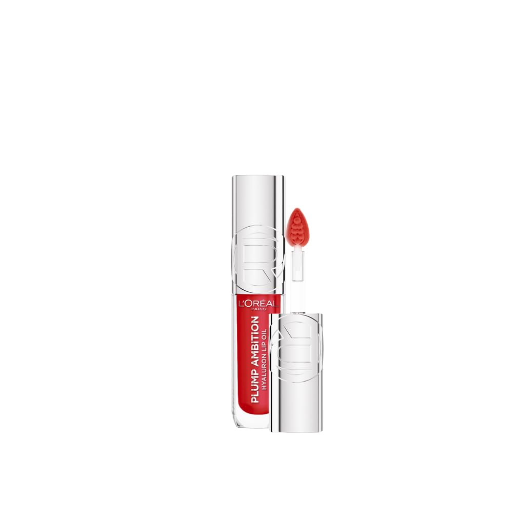 L'Oréal Paris Plump Ambition Lippenöl mit Hyaluron, Vollere & geschmeidigere Lippen ohne Kompromisse. Intensives Pflegegefühl mit Hyaluronsäure, bis zu 24H Feuchtigkeit, Farbe: 380 Rouge in Love, 5 ml