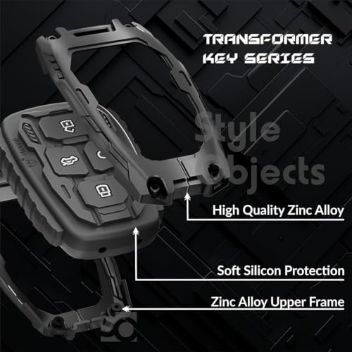 Image of STYLEOBJECT Waterproof Premium Luxury New Transformer Series Soft Silicon Car Key Shell Compatible with Tata Punch, Nexon, Harrier, Safari, Altroz, Tigor | Full Protection 4 Button
