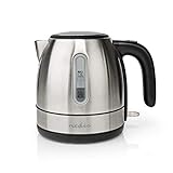 Nedis - Wasserkocher - Um 360 Grad drehbar - Boil-dry protection - Sicherheitsdeckel - Verdecktes Heizelement - Strix Controller - Kompakt - Minimale Kalkablagerungen - Edelstahl - 1 Liter - Aluminium