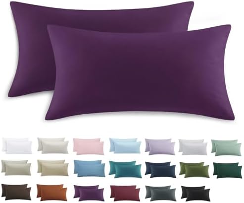 Tifschlaf Kissenbezug 40 x 80 2er Set - Kopfkissenbezug 40x80 Lila mit Reißverschluss aus Mikrofaser Weich, 40x80cm Violett Pillow Case