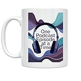 Podcast Enthusiast Coffee Mug - One Podcast Episode at a Time - 11 oz White Ceramic - Modern Gradient Design