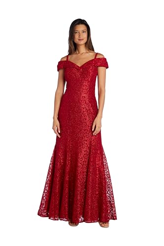 R&M Richards Women's Plus Size Lumière Royale Gown, Red, 16