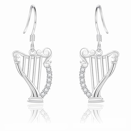 Sterling Silver Music Earrings - Violin/Clarinet/Trumpet/French Horn/Treble Clef/Saxophone/Harp Dangle Earrings Musical Instrument Jewelry Gifts for Musician Teacher Women Men